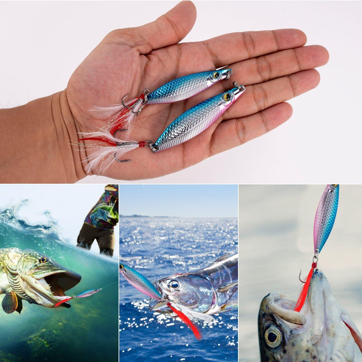 Dr.Fish 5pcs Metal Roostertail Spoon Lures 15/30g - Dr.Fish Tackles