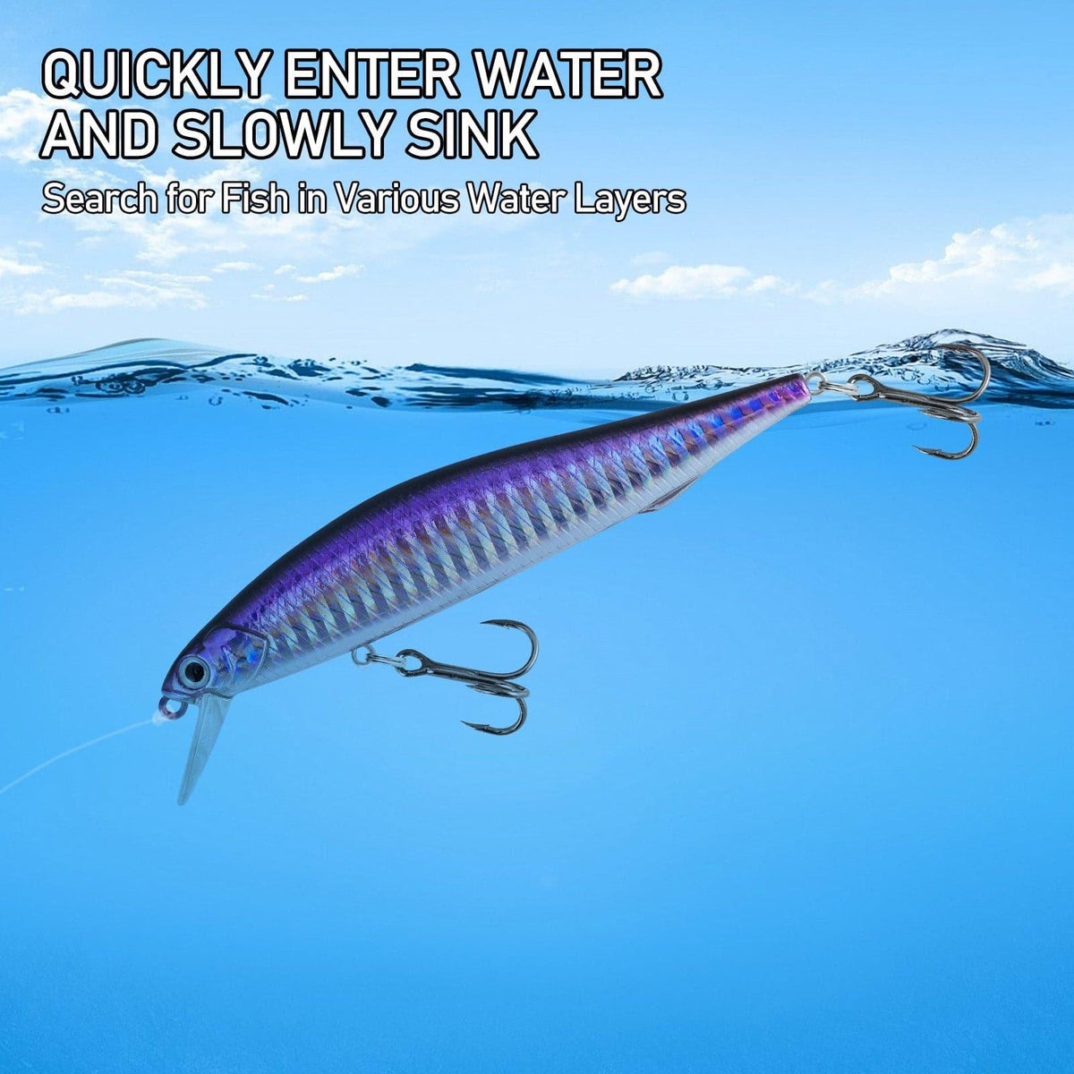 Dr.Fish 5pcs Minnow Fishing Lures 4.33"  0.49 oz - Dr.Fish Tackles