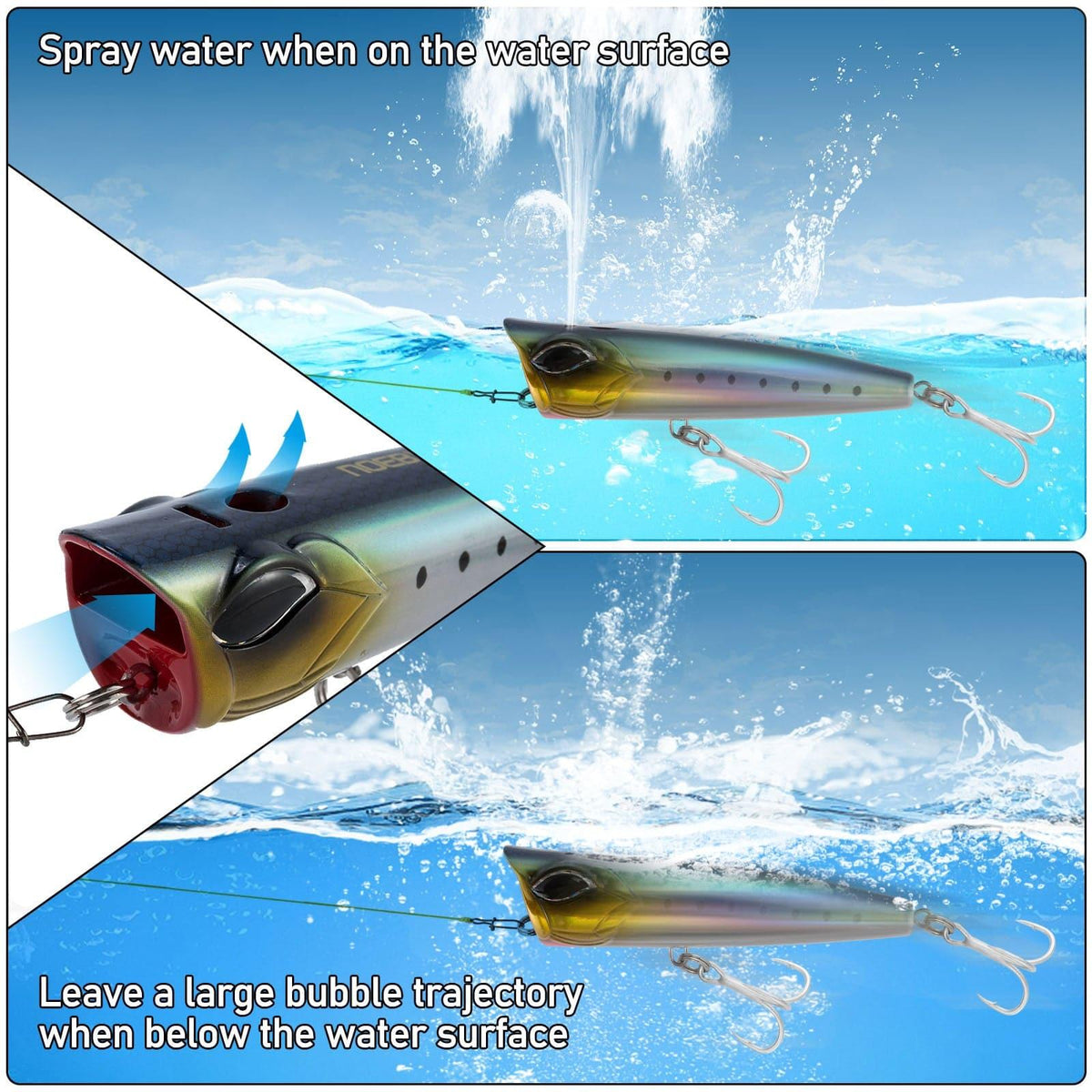 Dr.Fish Topwater Lures with Water Spray Design 4.72''1.44oz