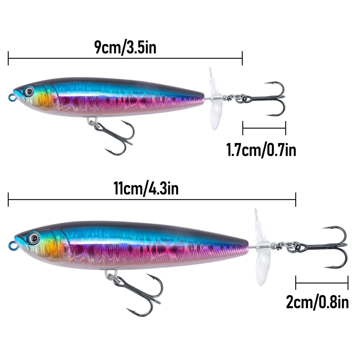 Dr.Fish 5pcs Topwater Fishing Lure 3D Floating  3.5'', 4.3'' - Dr.Fish Tackles