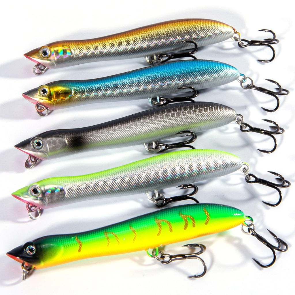 dr hook fishing lures Dr.Fish 5pcs Topwater Popper Lures 3.3" 1.69oz