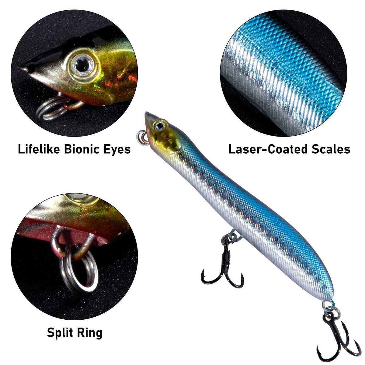 Dr.Fish 5pcs Topwater Lures Floating Pencil  Popper Lure 3.3‘â€?3.13oz - Dr.Fish Tackles