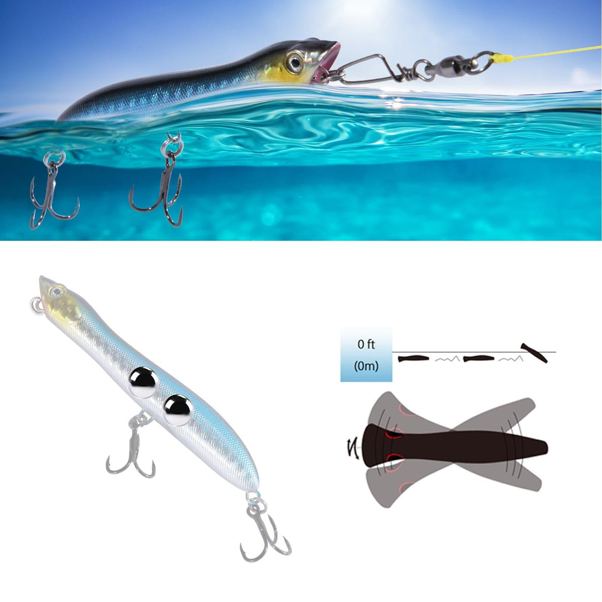 Dr.Fish 5pcs Topwater Popper Lures 3.3" 1.69oz - Dr.Fish Tackles