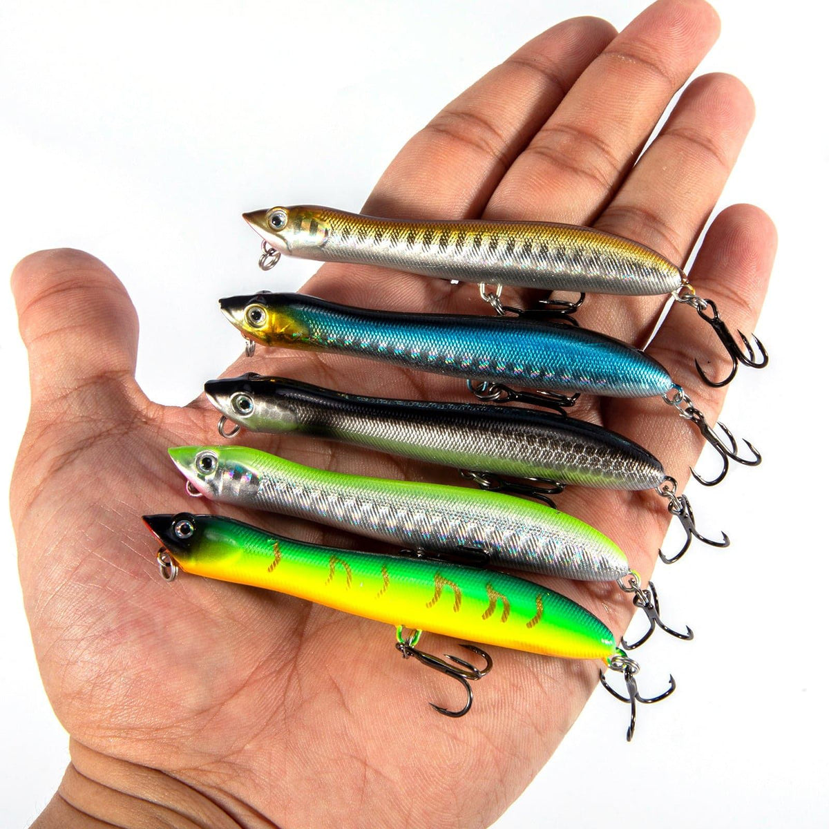 Dr.Fish 5pcs Topwater Lures Floating Pencil  Popper Lure 3.3‘â€?3.13oz - Dr.Fish Tackles
