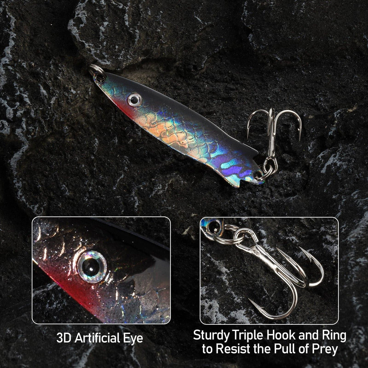 Dr.Fish 4pcs Spoons Fishing Spinners Lures 2.28'' 0.4oz - Dr.Fish Tackles