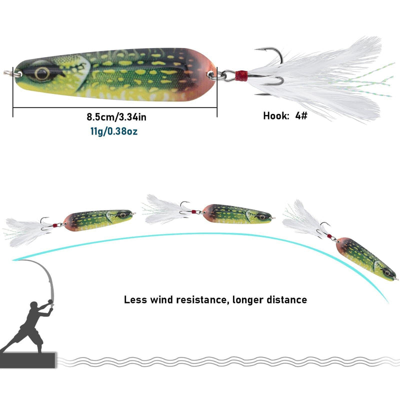 Dr.Fish 4pcs Spoons Lures with #4 Hook  3.34" 0.38oz - Dr.Fish Tackles