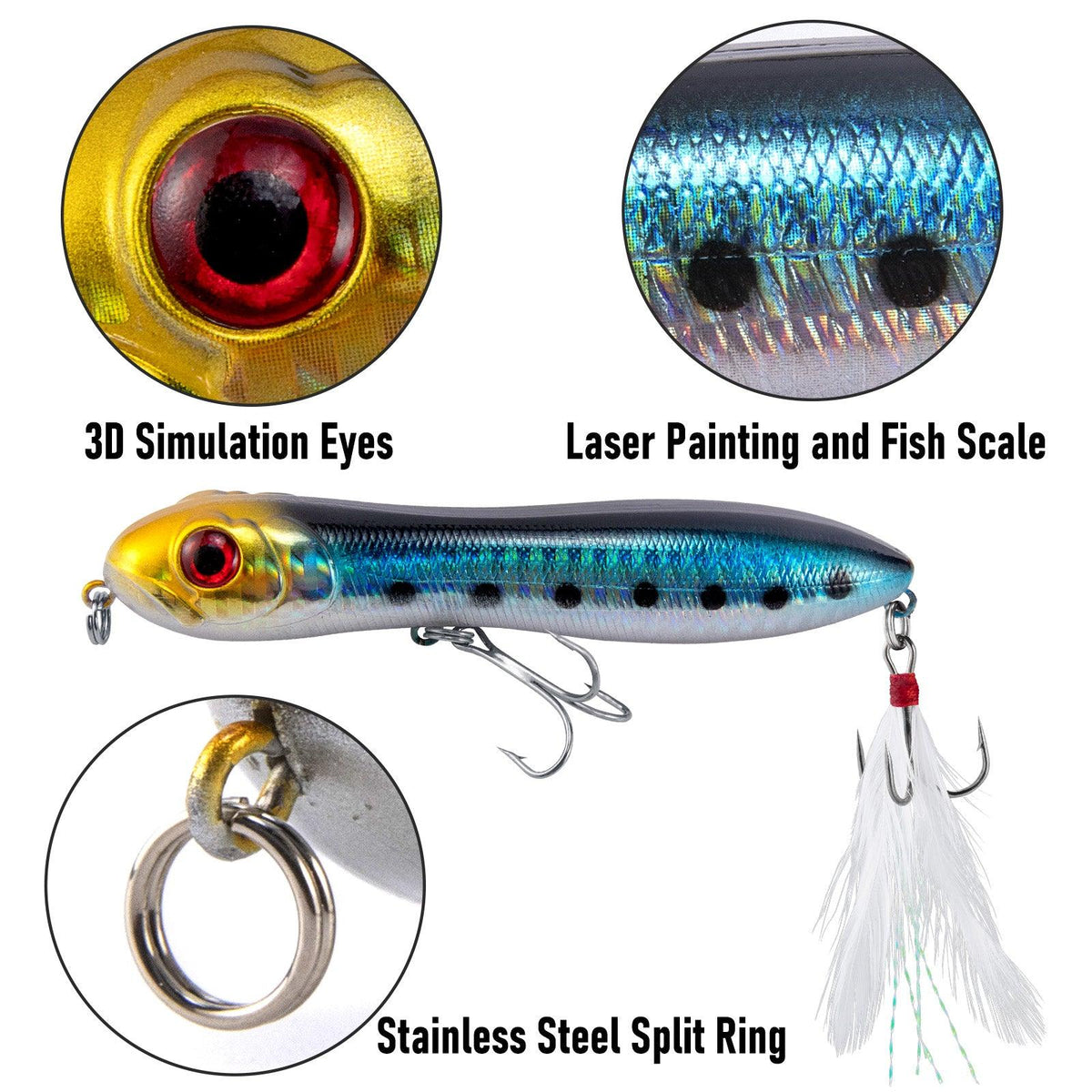 Dr.Fish 6pcs Topwater Fishing Lures 4'' - Dr.Fish Tackles