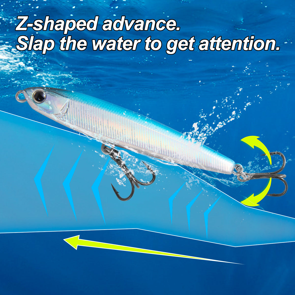 Dr.Fish Topwater Lure Jig Pencil Lure with Treble Hooks
