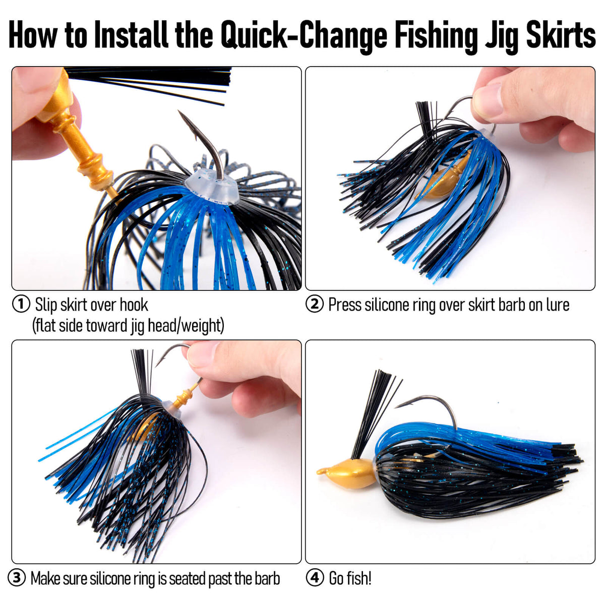 Dr.Fish 15pcs Umbrella Replacement Jig Skirts