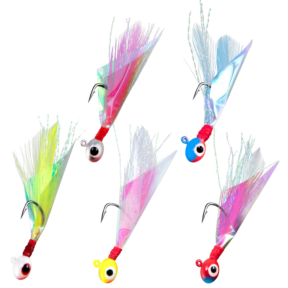 Dr.Fish 10pcs Crappie Marabou Jigs Hand 1/32oz-1/16oz
