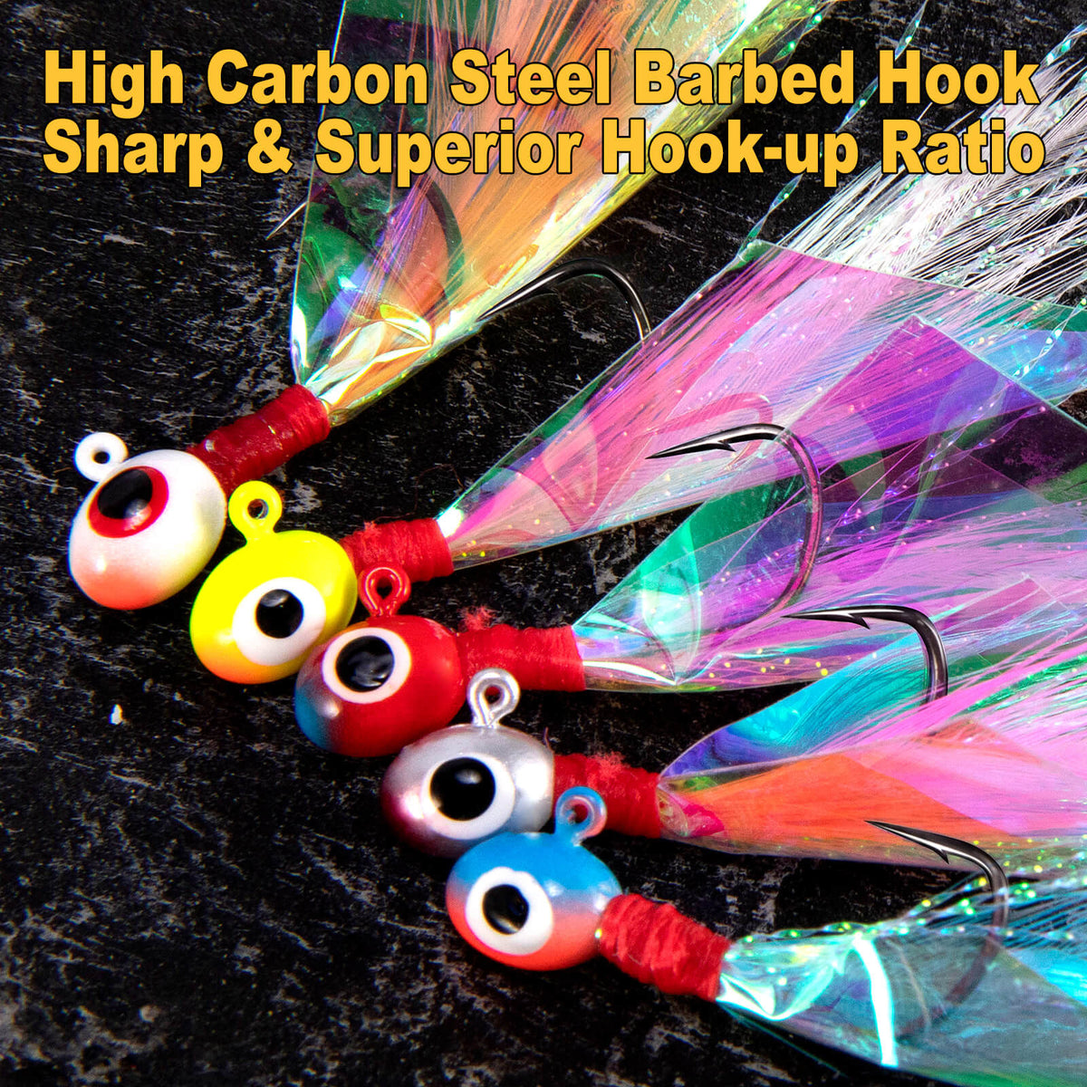 Dr.Fish 10pcs Crappie Marabou Jigs Hand 1/32oz-1/16oz