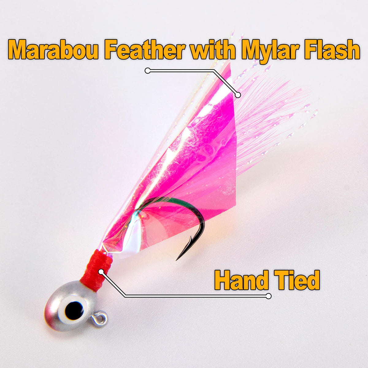 Dr.Fish 10pcs Crappie Marabou Jigs Hand 1/32oz-1/16oz