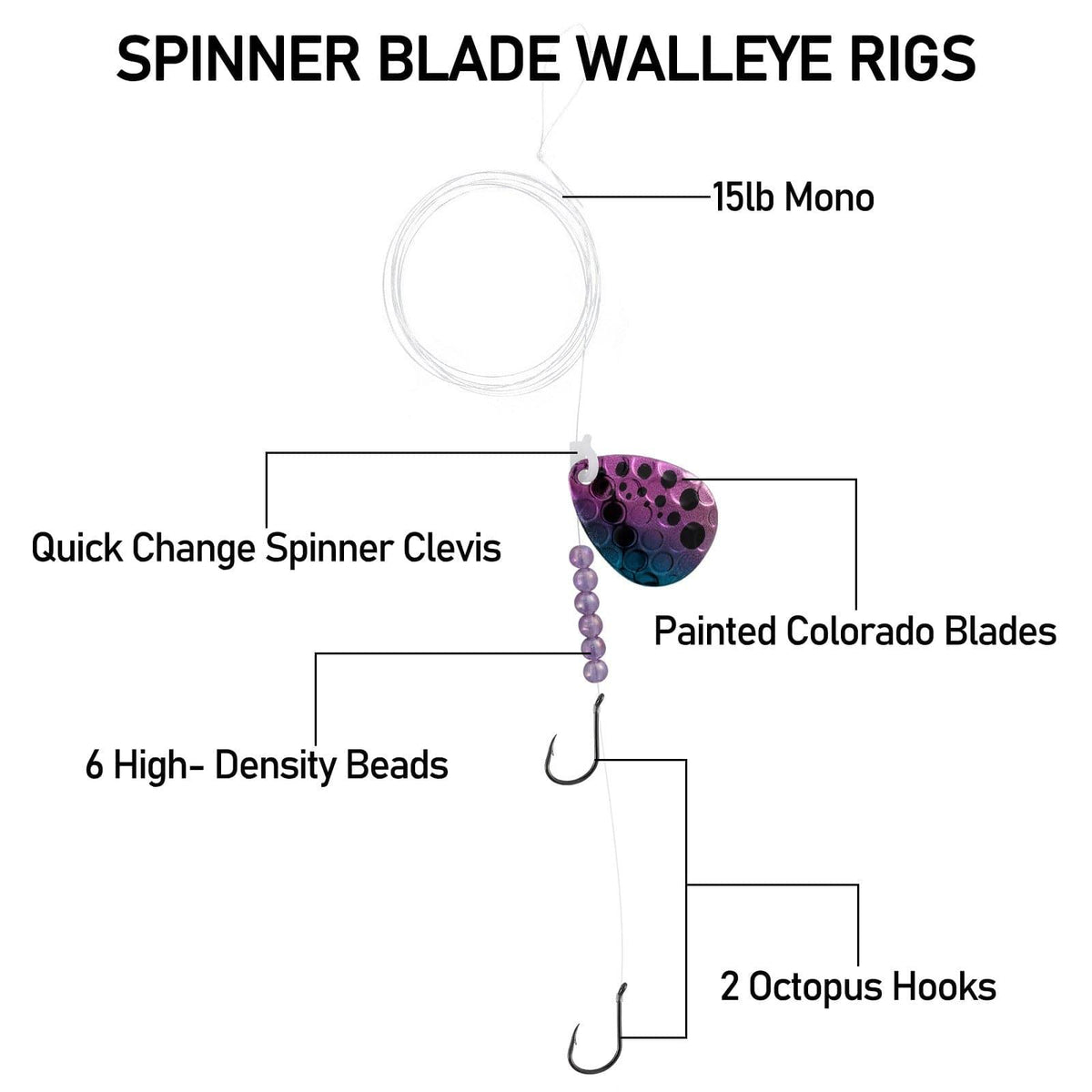 Dr. Fish 10 pcs Walleye Spinner Rigs - Dr.Fish Tackles