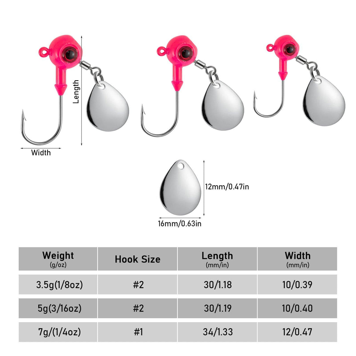Dr.Fish 10pcs Underspin Jig Heads 1/8oz-1/4oz - Dr.Fish Tackles