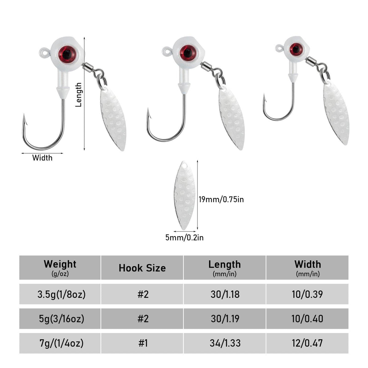 Dr.Fish 10pcs Underspin Jig Heads1/8oz-1/4oz - Dr.Fish Tackles