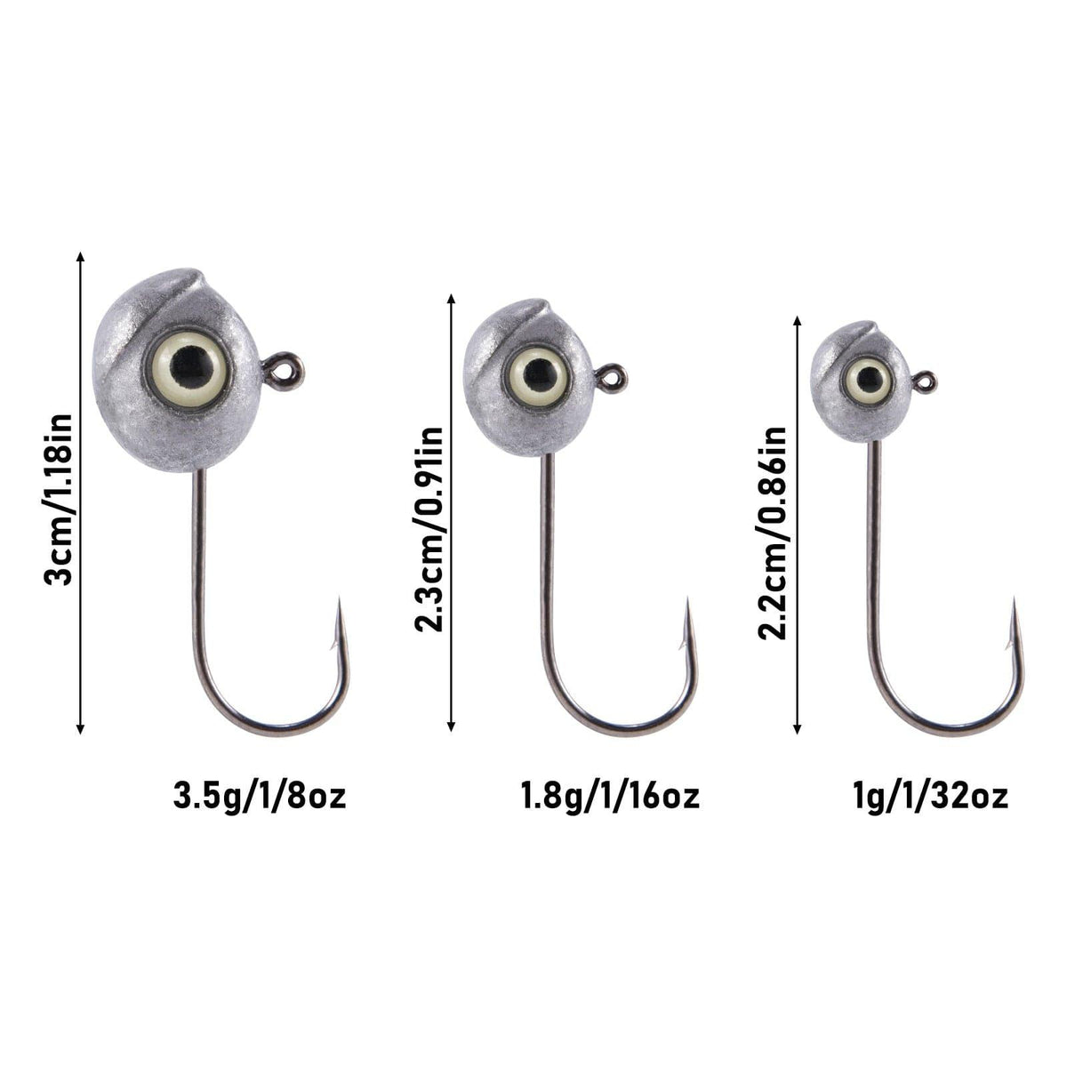Dr.Fish 20pcs Crappie Jig Heads 1/32oz-1/8oz - Dr.Fish Tackles