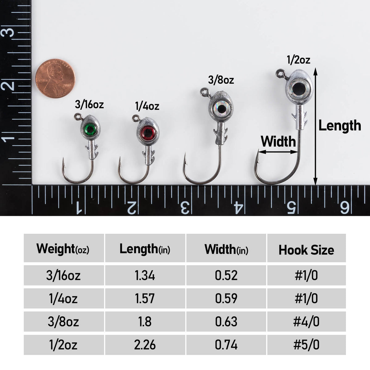 Dr.Fish 10pcs 3D Jigs Heads 1/2oz-3/16oz