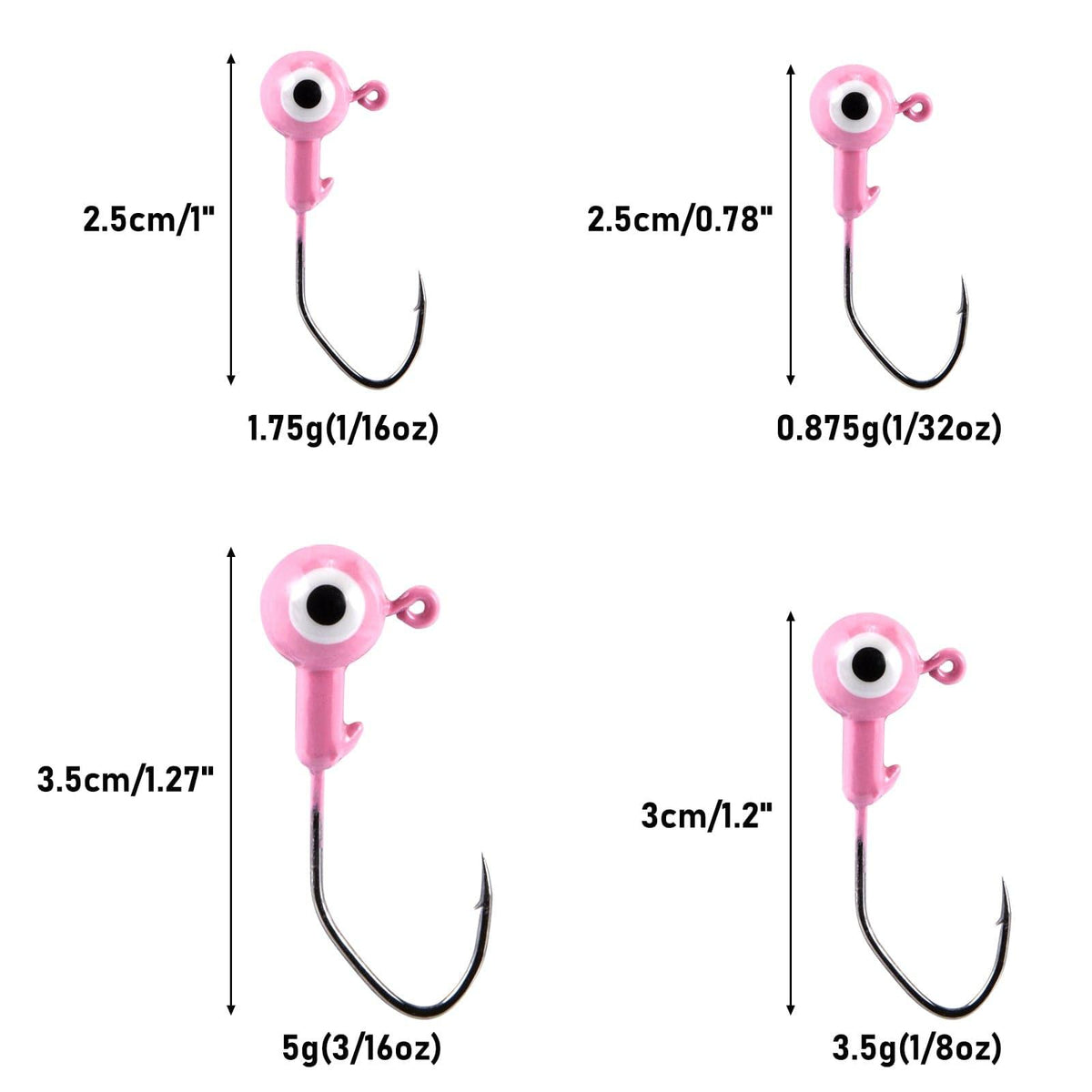 Dr.Fish 20pcs Dotted Eye Jig Heads 1/32oz-3/16oz - Dr.Fish Tackles