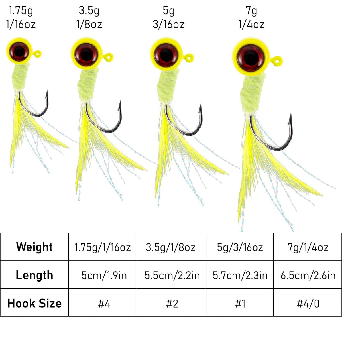 Dr.Fish 10pcs Marabou Feather Jigs 1/16oz 1/8oz 3/16oz 1/4oz - Dr.Fish Tackles