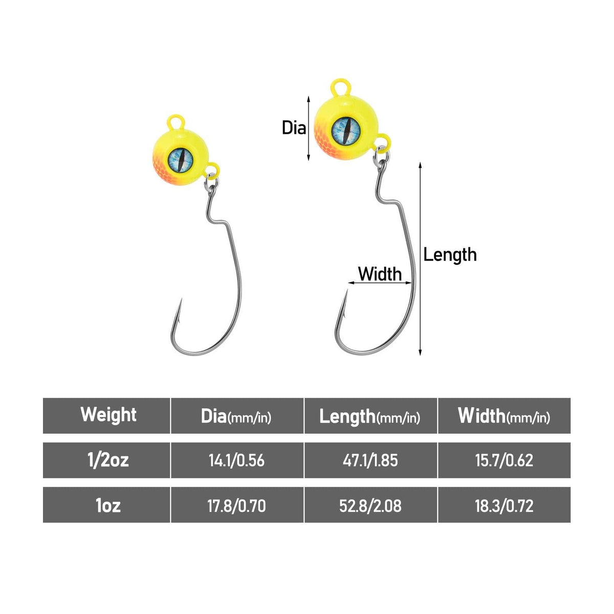 Dr.Fish 3pc 3D Big Eyes Saltwater Jig Head 1/2-1oz - Dr.Fish Tackles