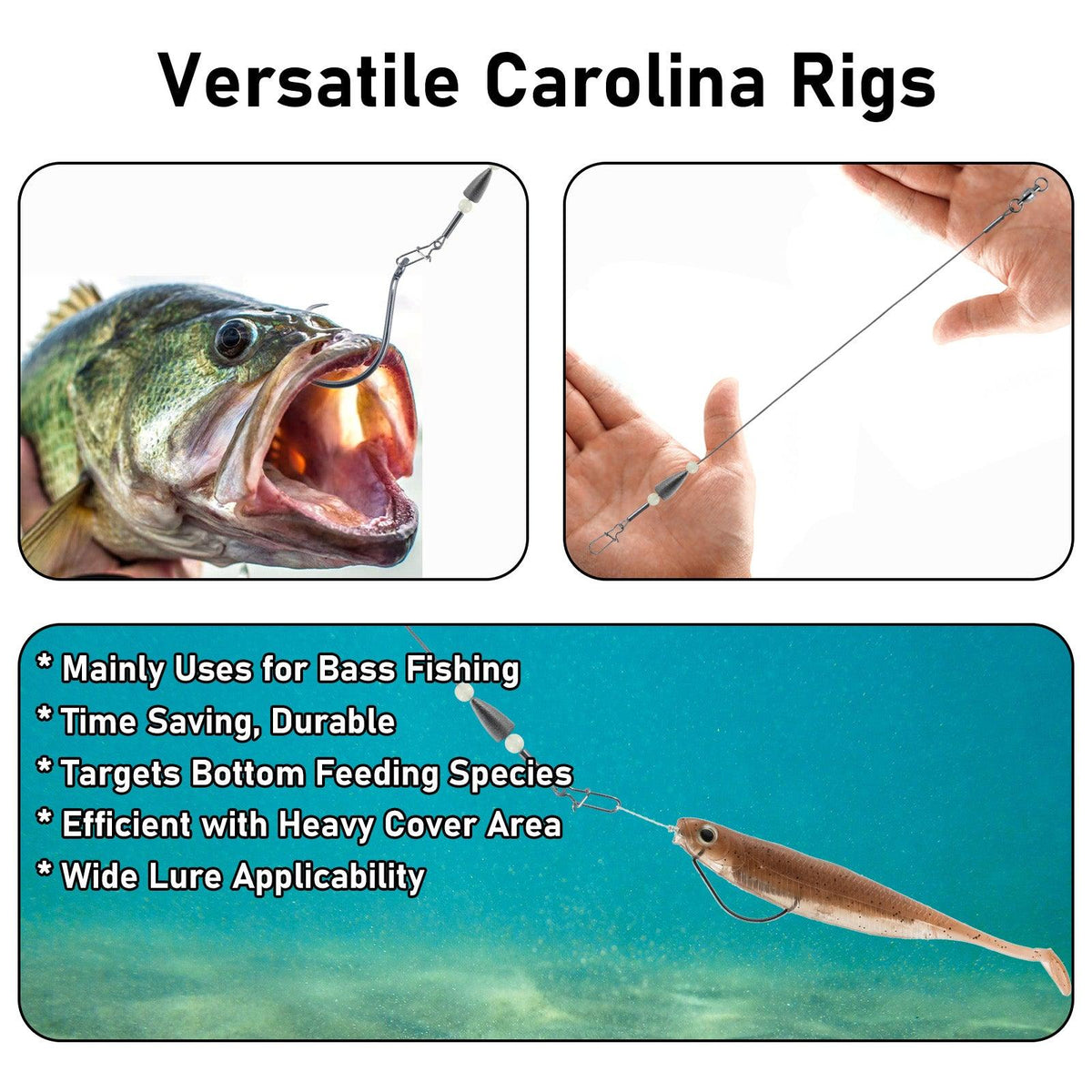 Dr.Fish 15pcs Carolina Ready Rigs with Bullet Weight 1/8-3/4oz - Dr.Fish Tackles