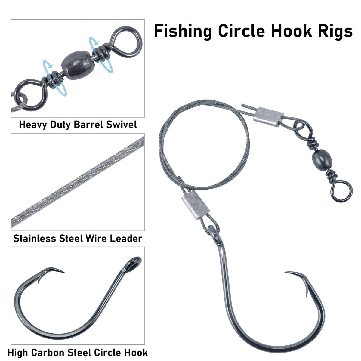 Dr.Fish 30pcs  Circle Hooks Wire Leaders - Dr.Fish Tackles