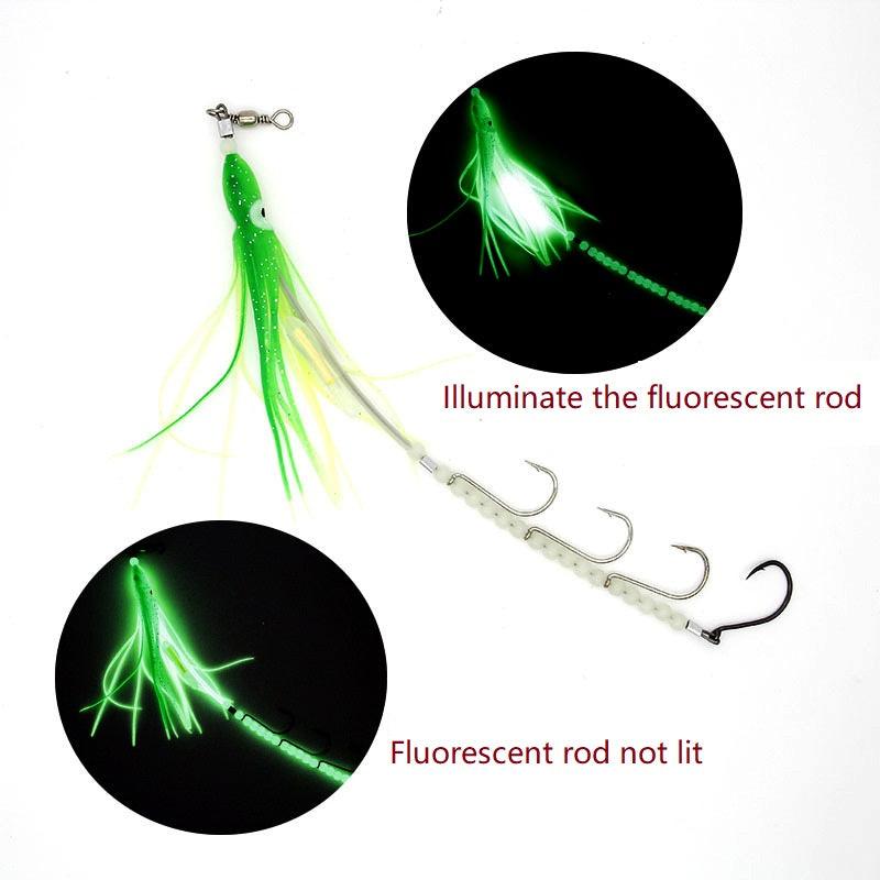 Dr.Fish Luminous Octopus Squid Lure with String Hooks  3/0#-5/0# - Dr.Fish Tackles