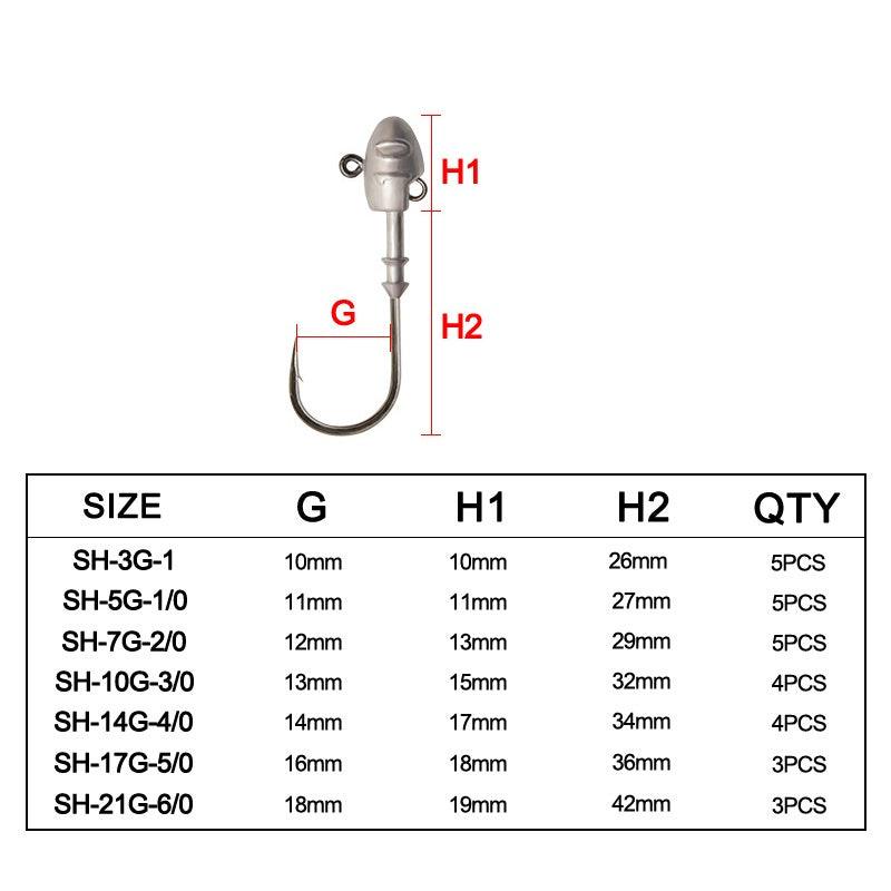 Dr.Fish 5pcs Bullet Jig Heads Kit 3-21g - Dr.Fish Tackles