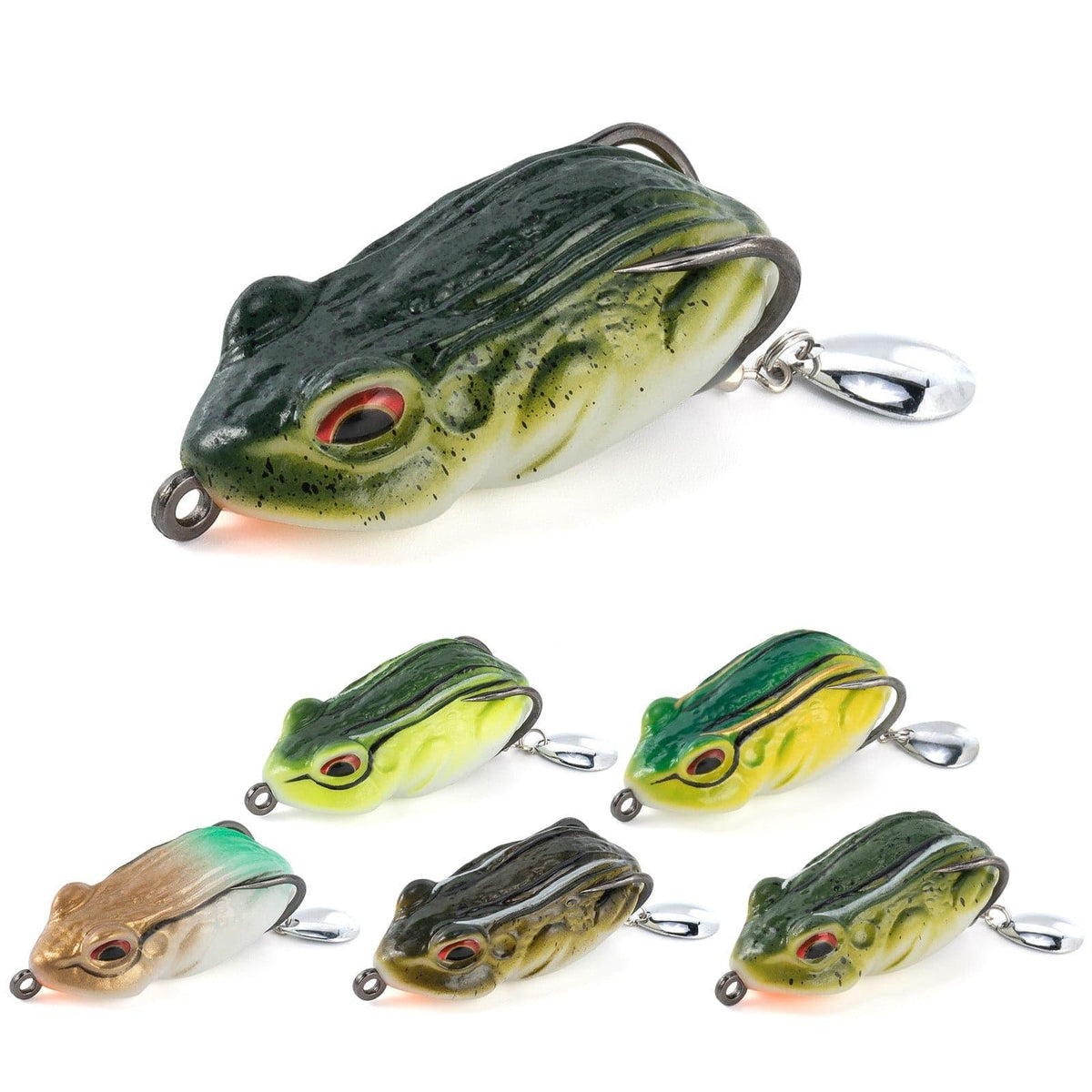 Dr.Fish 6pcs 3D Frog Soft Bait with Hook and Spinner  2'' - Dr.Fish Tackles