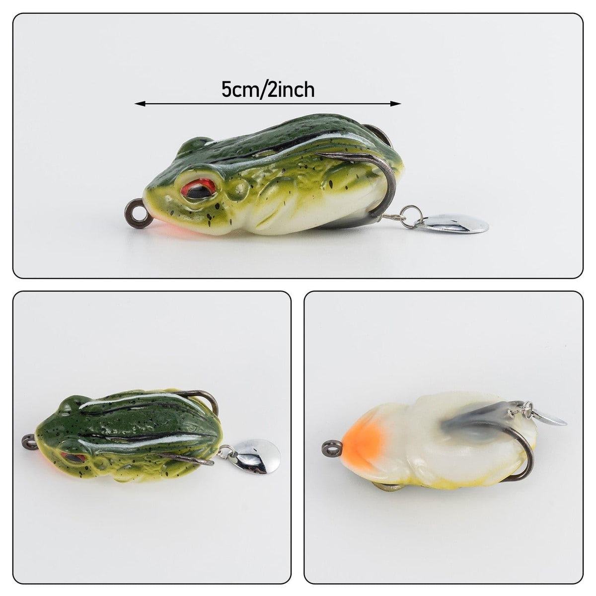 Dr.Fish 6pcs 3D Frog Soft Bait with Hook and Spinner  2'' - Dr.Fish Tackles
