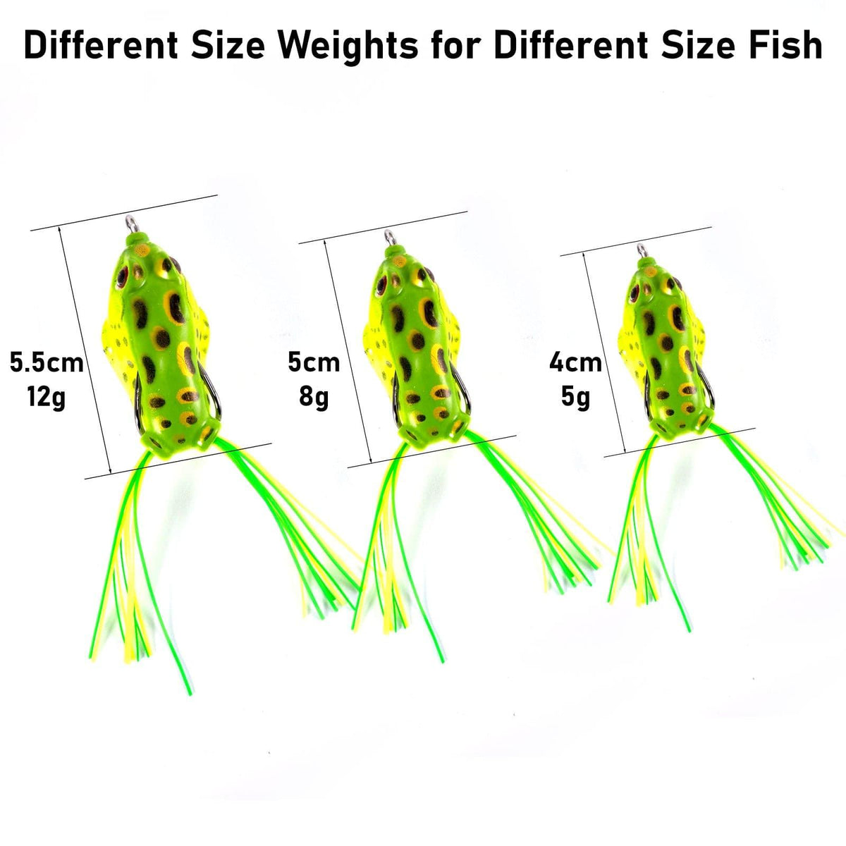Dr.Fish 5pcs 3D Eyes Frog Soft Lures 5-12g - Dr.Fish Tackles