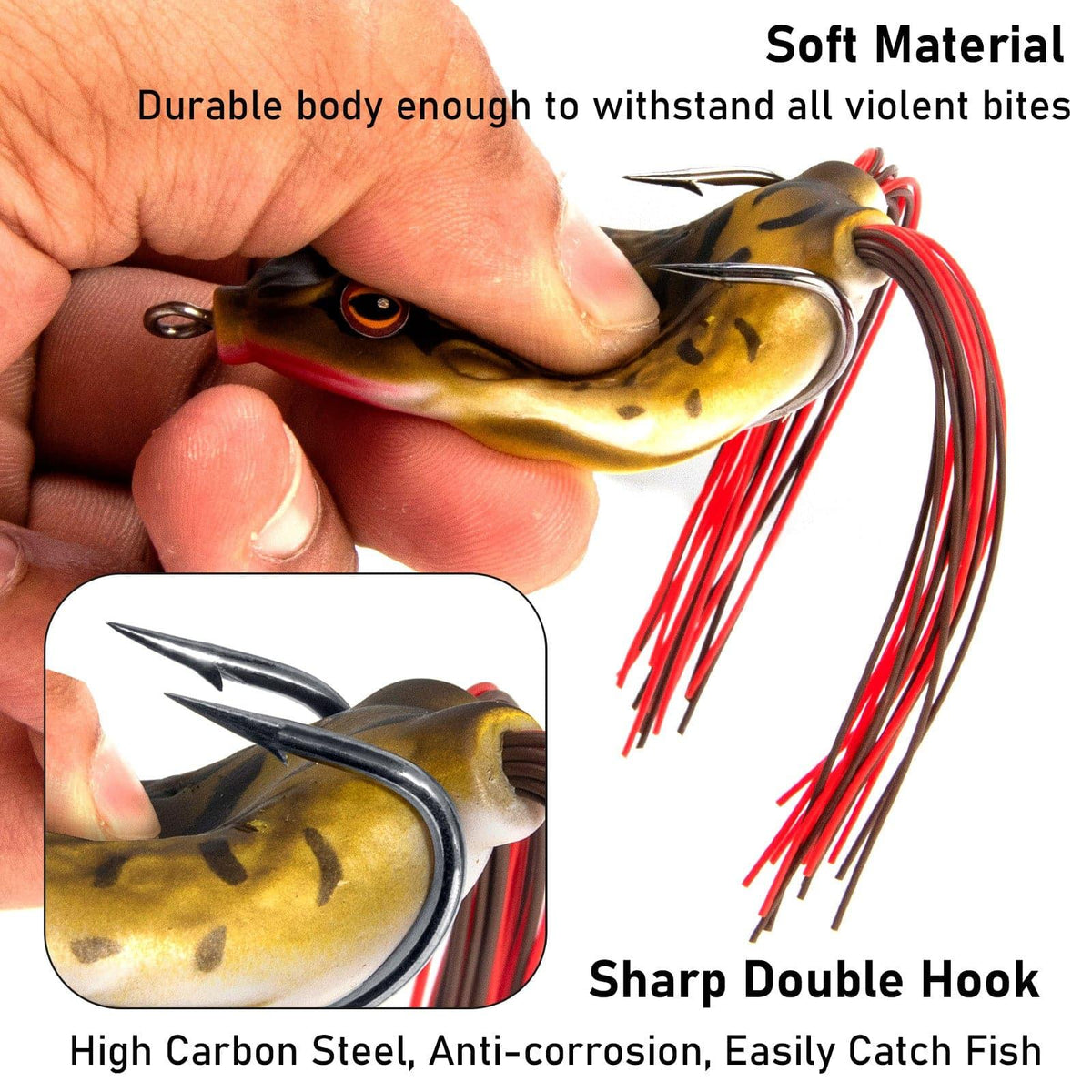 Dr.Fish 5pcs Topwater 3D Frog Fishing Lures Kit  0.33/0.43oz - Dr.Fish Tackles