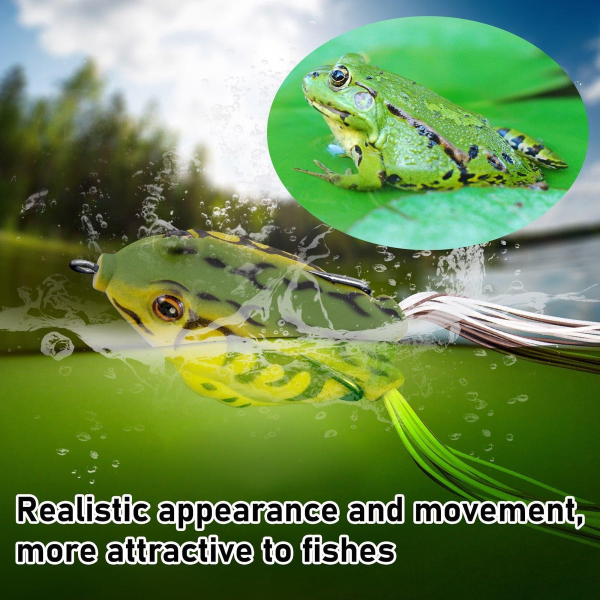Dr.Fish 5pcs Topwater 3D Frog Fishing Lures Kit  0.33/0.43oz - Dr.Fish Tackles