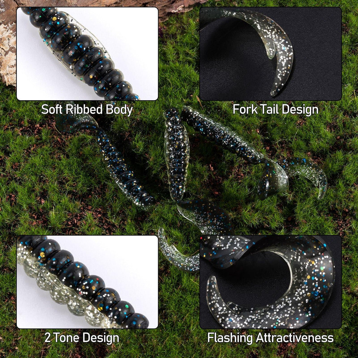 Dr.Fish 10pcs Plastic Worm Swimbaits 2.95''