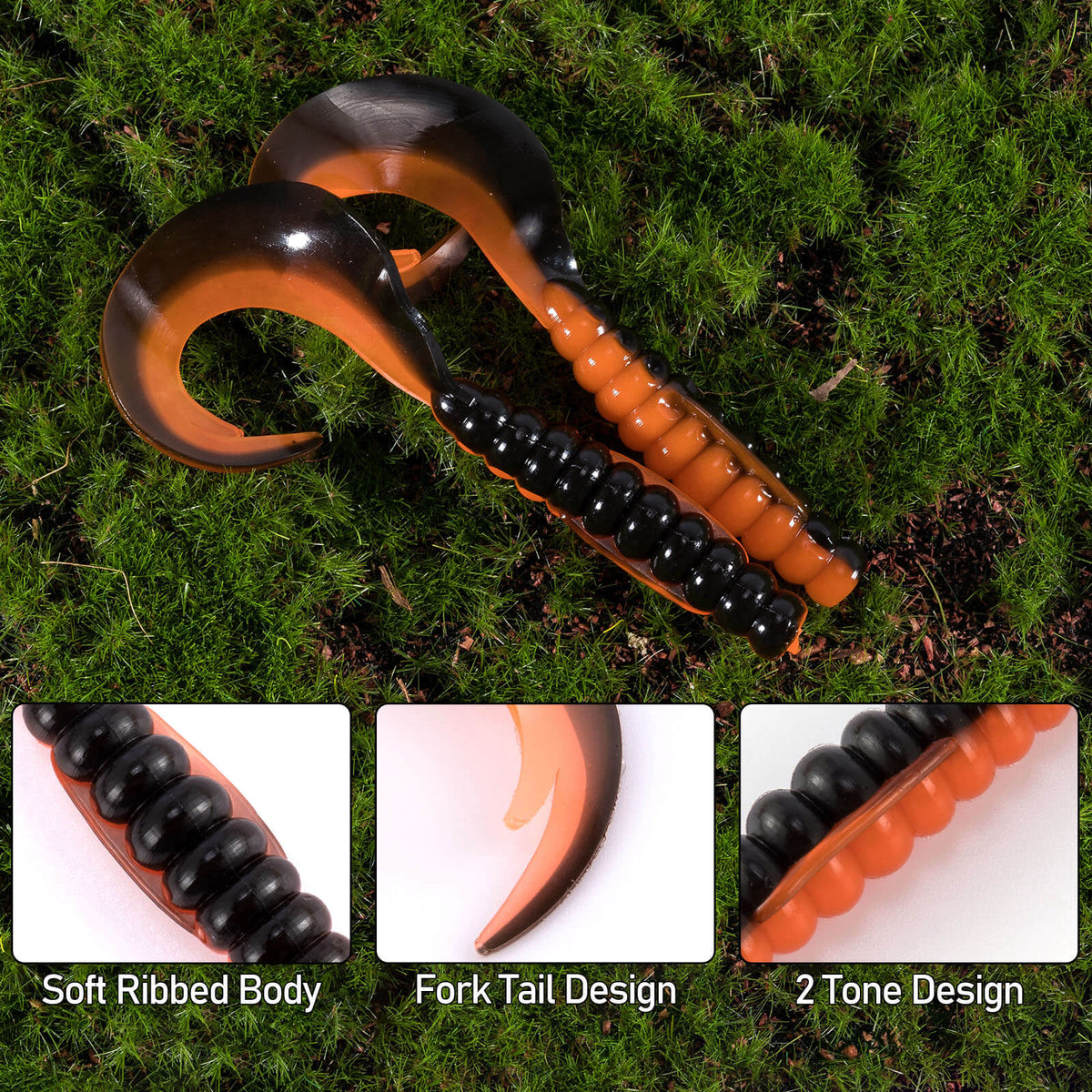 Dr.Fish Grub Soft Plastic Worm Baits 2''-3''