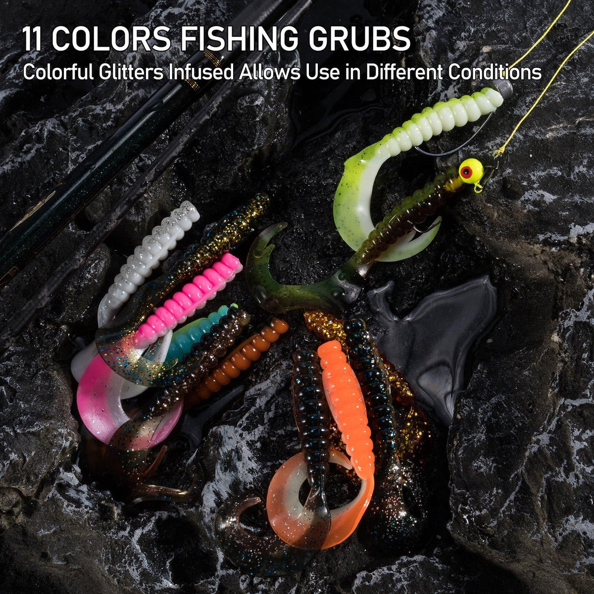 Dr.Fish 10pcs Plastic Worm Swimbaits 2.95''