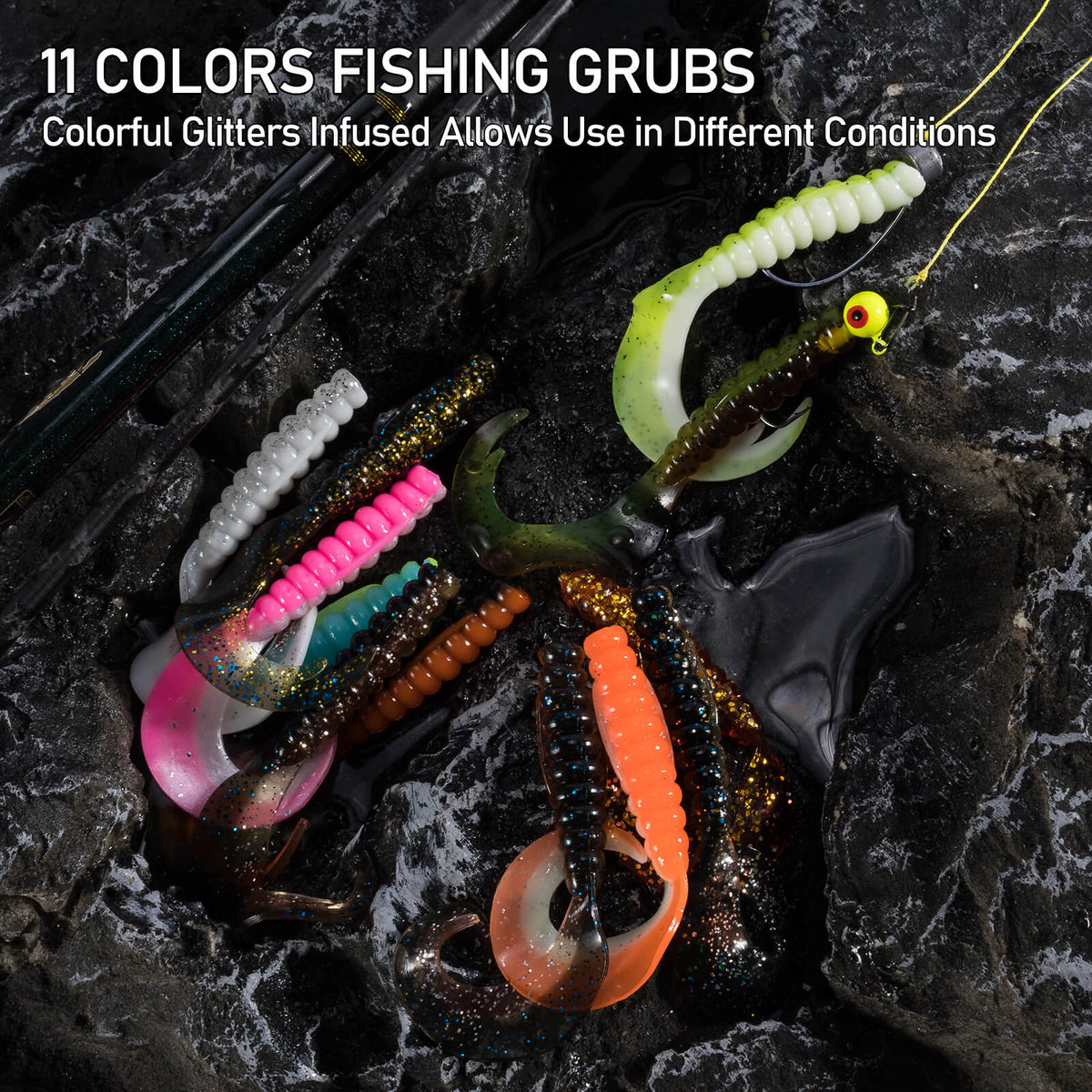 Dr.Fish Grub Soft Plastic Worm Baits 2''-3''