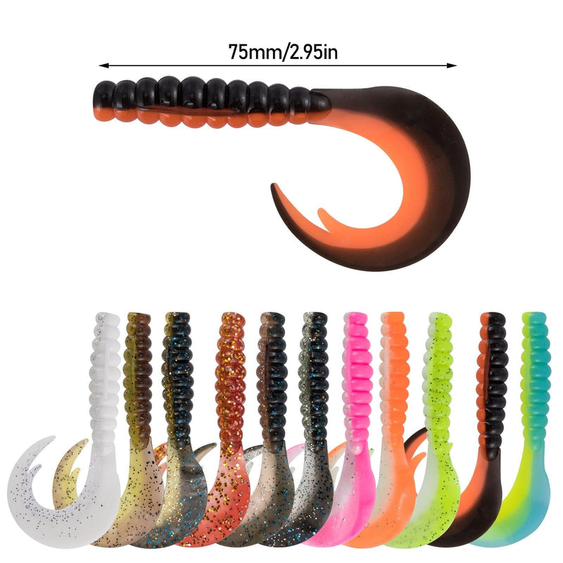 Dr.Fish 10pcs Plastic Worm Swimbaits 2.95''