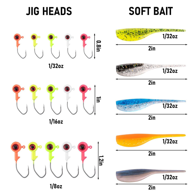 Dr.Fish 55pcs  Crappie Lures Kitï¼?5pcs jigs+40pcs Shad Baits) - Dr.Fish Tackles