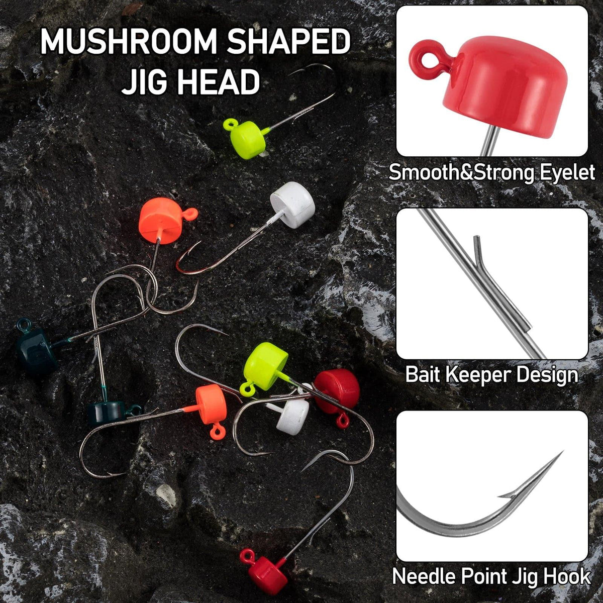 Dr.Fish 40pcs Worm Lure & Rig Jig Head kit (3/32-3/16oz) - Dr.Fish Tackles