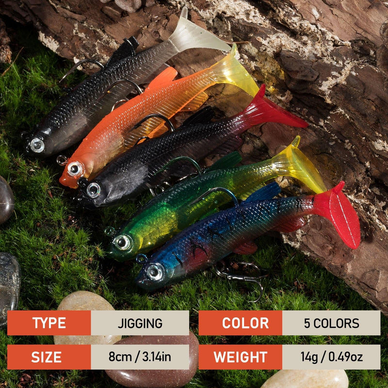 Dr.Fish 5pcs Paddle-Tail soft baits 3.14'' 0.49oz - Dr.Fish Tackles