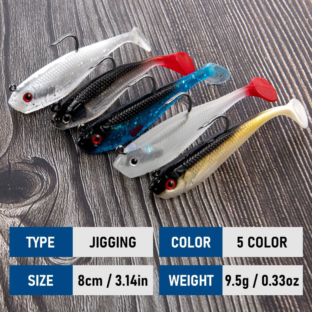 Dr.Fish 5pcs Swimbait Jig Heads 3.14" 0.33oz - Dr.Fish Tackles
