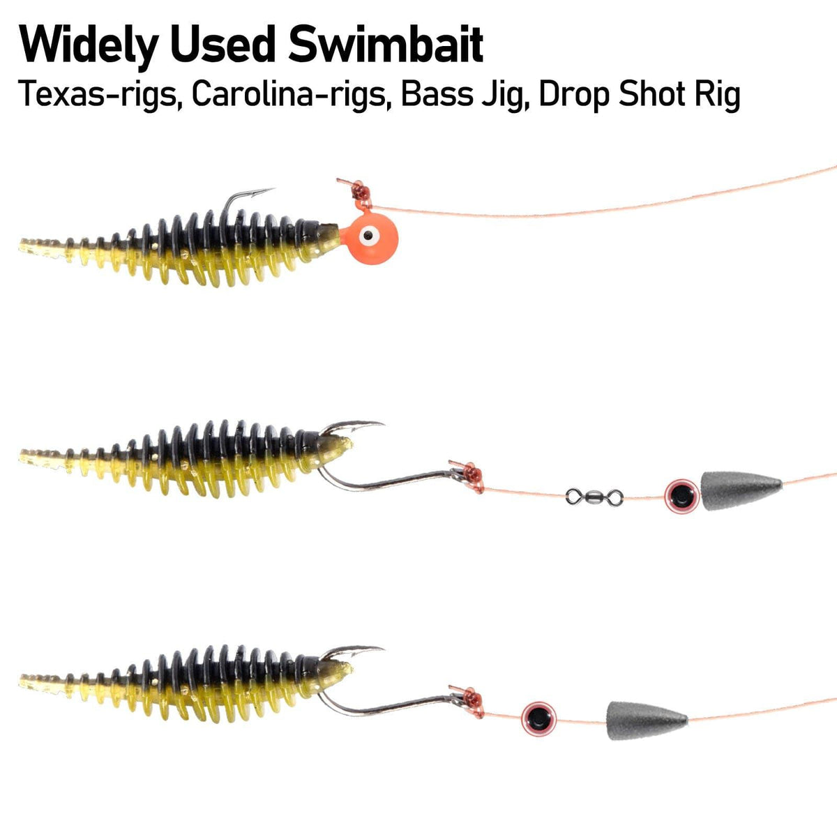 Dr.FIsh 10pcs Soft Plastic Ribbed Swimbait 1.4'' - Dr.Fish Tackles
