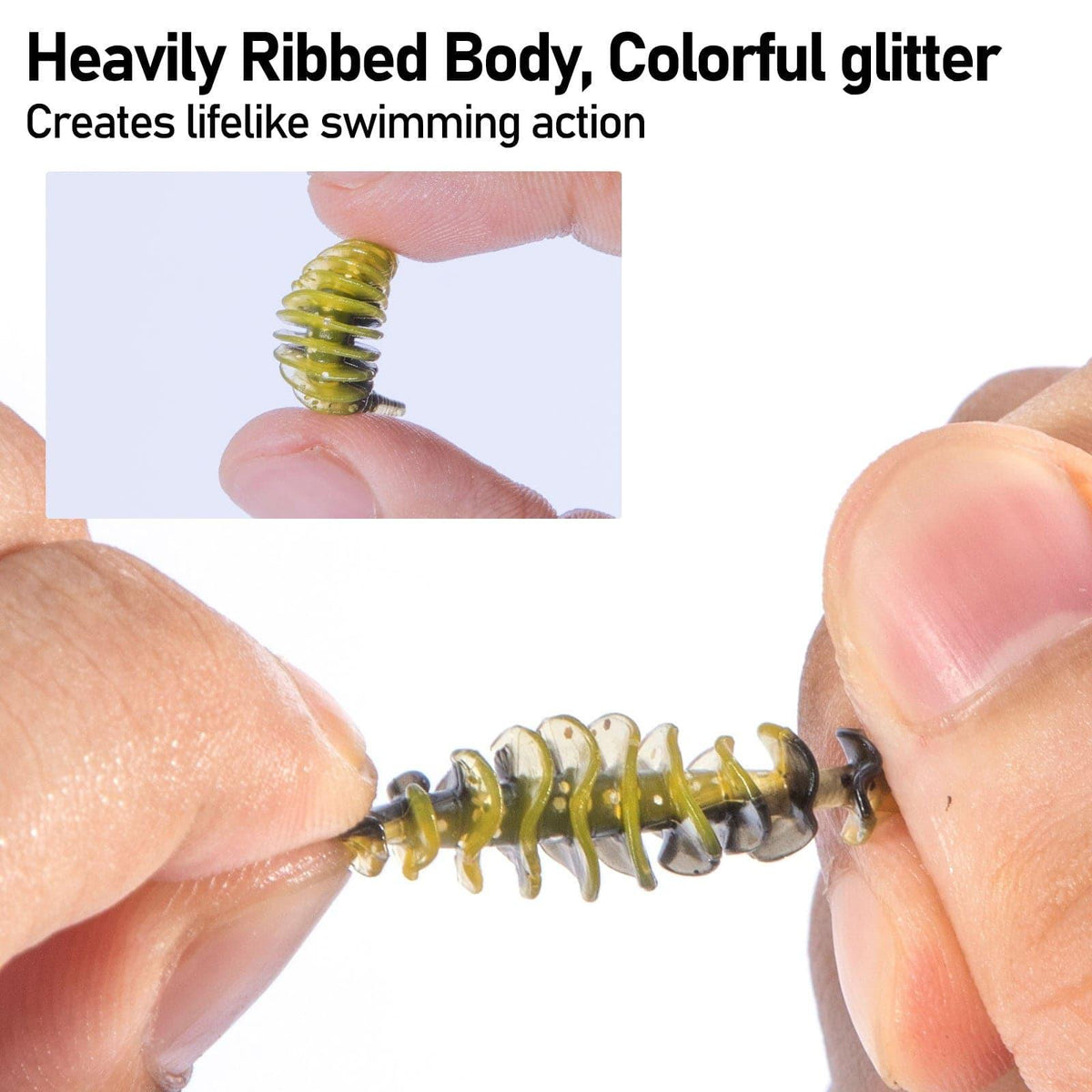 Dr.FIsh 10pcs Soft Plastic Ribbed Swimbait 1.4'' - Dr.Fish Tackles