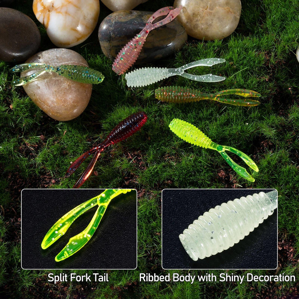 Dr.Fish 20 pcs Fork Tail Soft Baits 1.38'' - Dr.Fish Tackles