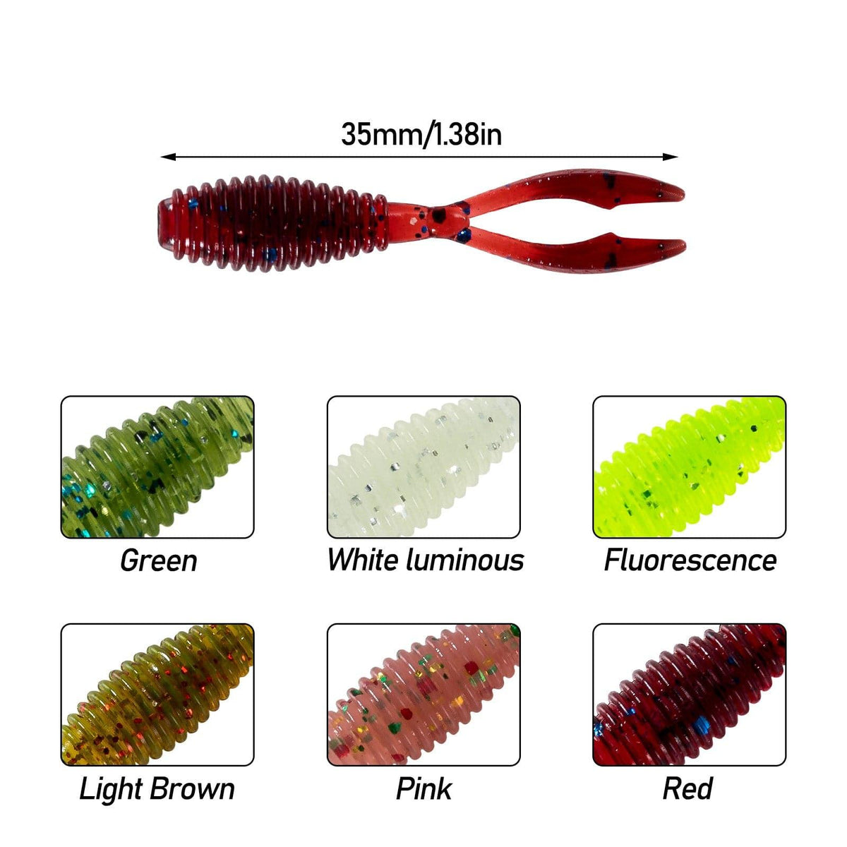 Dr.Fish 20 pcs Fork Tail Soft Baits 1.38'' - Dr.Fish Tackles
