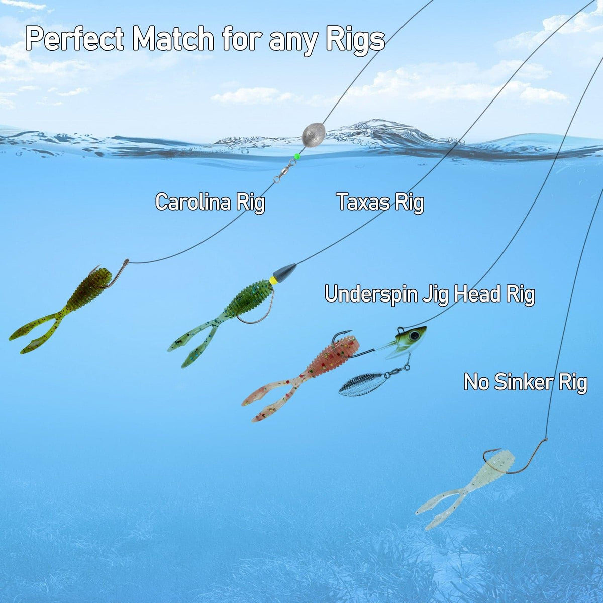 Dr.Fish 20 pcs Fork Tail Soft Baits 1.38'' - Dr.Fish Tackles