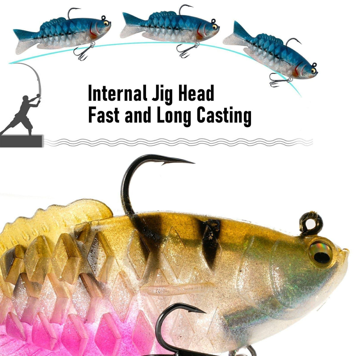 Dr.Fish 3pcs Walleye Pike Soft Swimbait  4‘â€?3/4oz - Dr.Fish Tackles