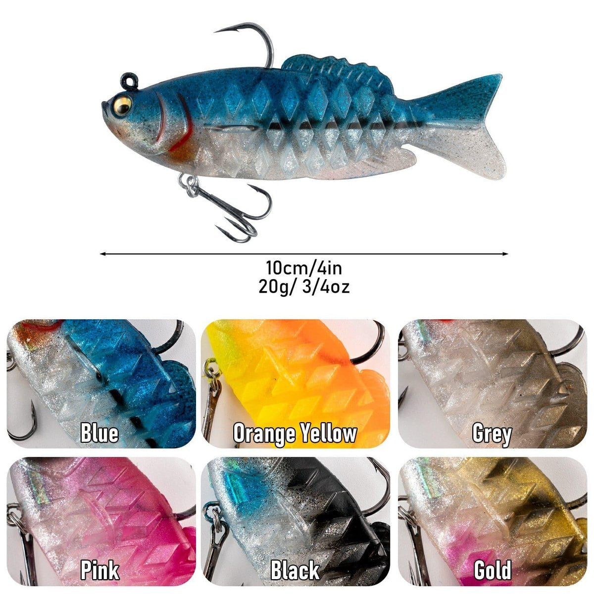 Dr.Fish 3pcs Walleye Pike Soft Swimbait  4‘â€?3/4oz - Dr.Fish Tackles