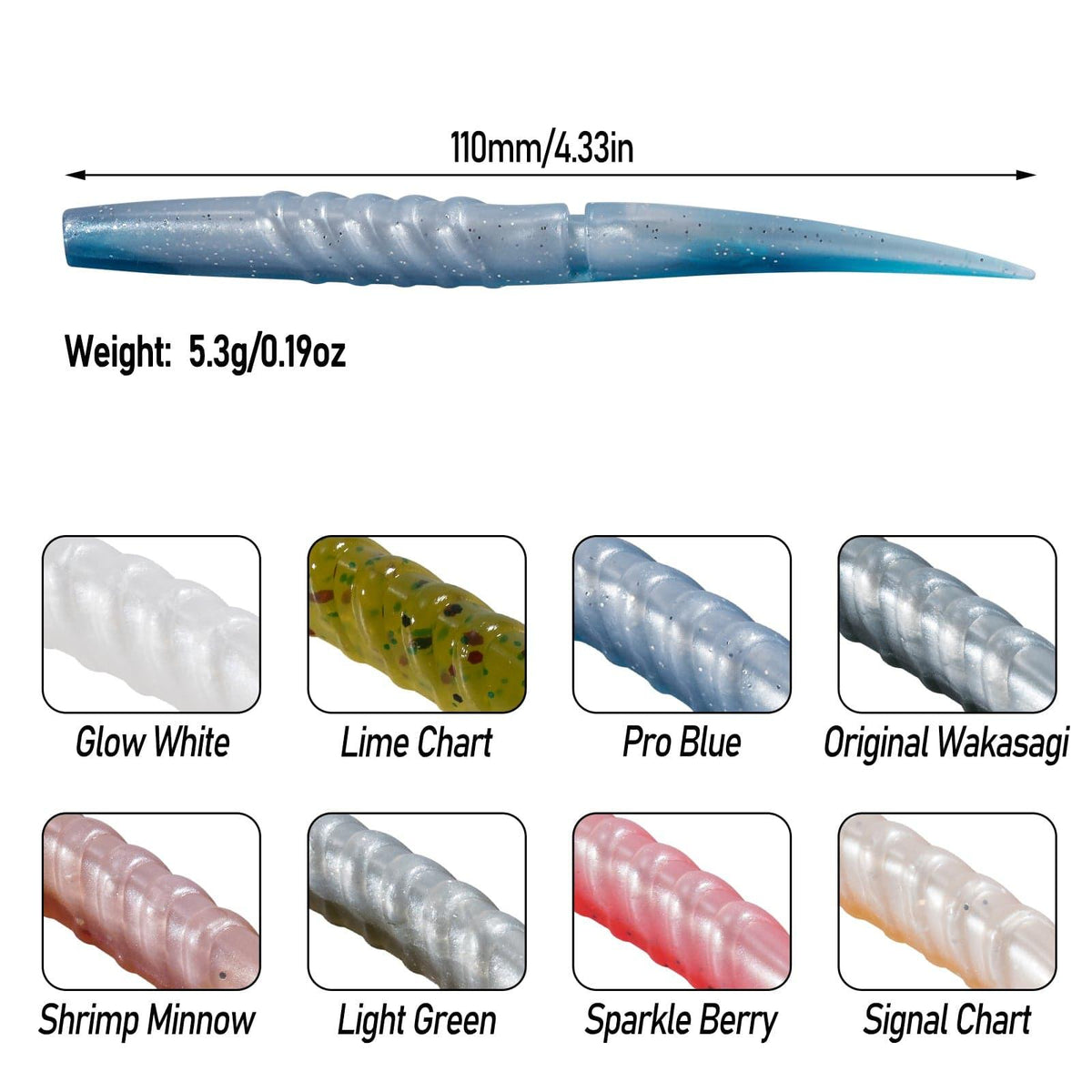 Dr.Fish 6pcs Worm Soft Plastic Baits 4.33'' 0.19oz - Dr.Fish Tackles